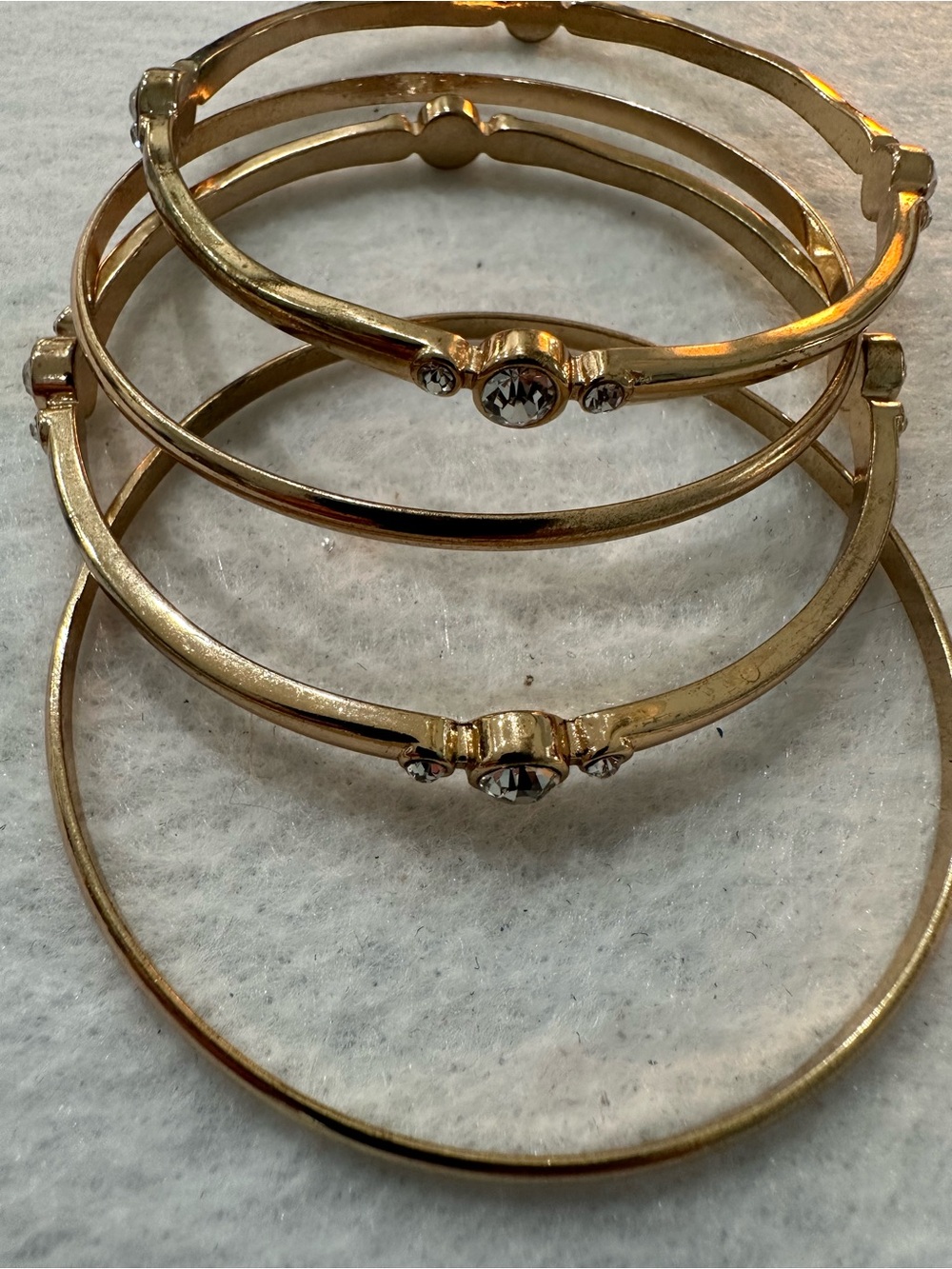 Gold tone Crystal Accent Bangle Bracelets 4pc - Women